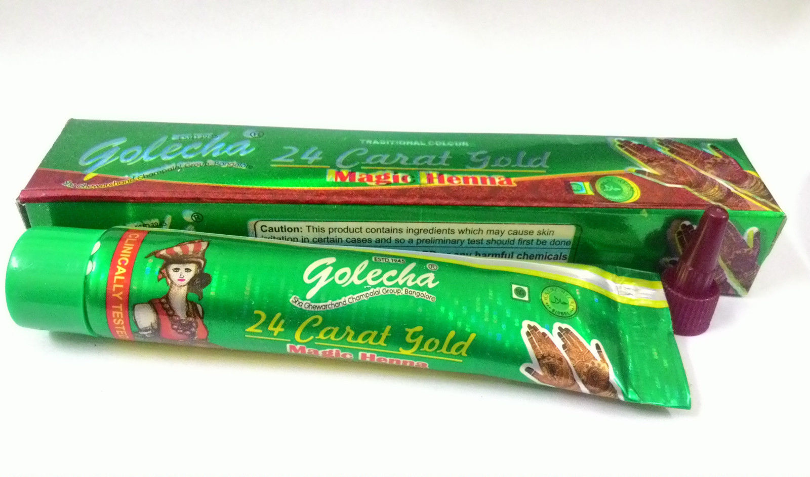 buy Golecha 24 Carat Gold Magic Henna Green Tubes (Pack of 12) in UK & USA