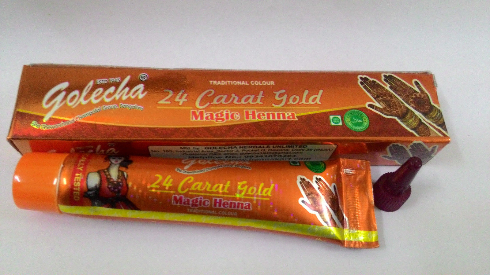 buy Golecha 24 Carat Gold Magic Henna Orange Tubes (Pack of 12) in UK & USA